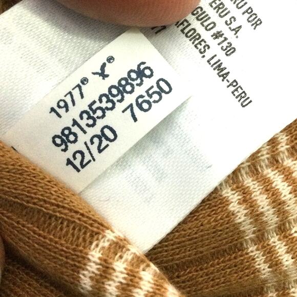 American Eagle Scoop Neck Snap Front Tan Striped Scalloped Cropped Top Size S - Picture 6 of 8